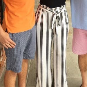 Striped wide leg high waisted pant